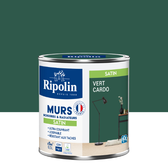 Peinture mur, boiserie, radiateur vert cardo satiné RIPOLIN Intérieur 0.5l