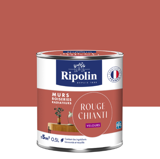 Peinture mur rouge chianti velours RIPOLIN Intérieur 0.5L