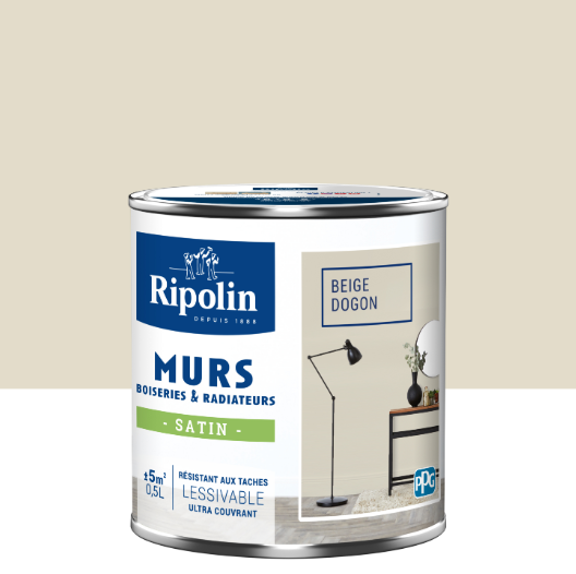 Peinture mur, boiserie, radiateur beige dogon satiné RIPOLIN Intérieur 0.5l