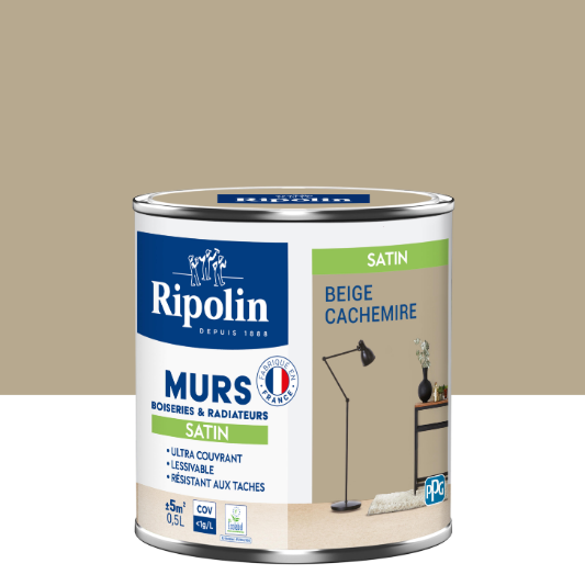 Peinture mur, boiserie, radiateur beige cachemire satiné RIPOLIN Intérieur 0.5l