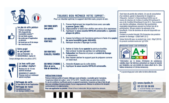 Peinture mur, boiserie, radiateur bleu melville satiné RIPOLIN Intérieur 0.5l