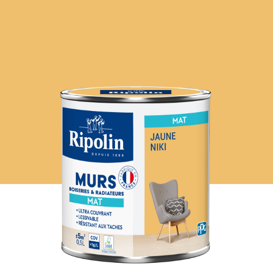 Peinture mur jaune niki mat RIPOLIN Intérieur 0.5L