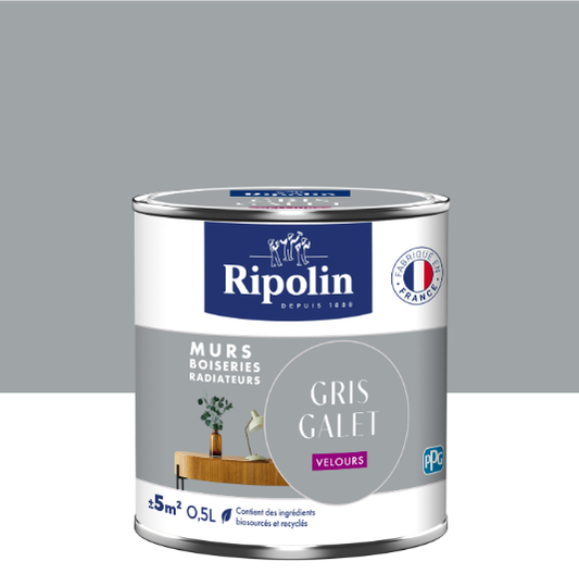 Peinture mur gris galet velours RIPOLIN Intérieur 0.5L