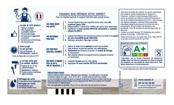 Peinture mur, boiserie, radiateur gris lumière satiné RIPOLIN Intérieur 0.5l