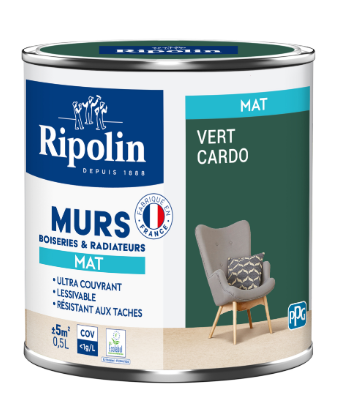 Peinture mur vert cardo mat RIPOLIN Intérieur 0.5L