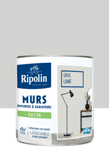 Peinture mur, boiserie, radiateur gris lomé satiné RIPOLIN Intérieur 0.5l
