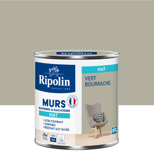 Peinture mur vert bourrache mat RIPOLIN Intérieur 0.5L