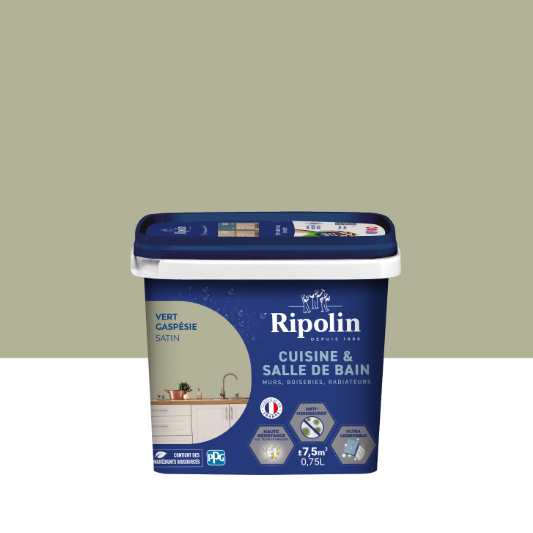 Peinture mur vert gaspésie satin RIPOLIN Cuisine et bain 0.75L