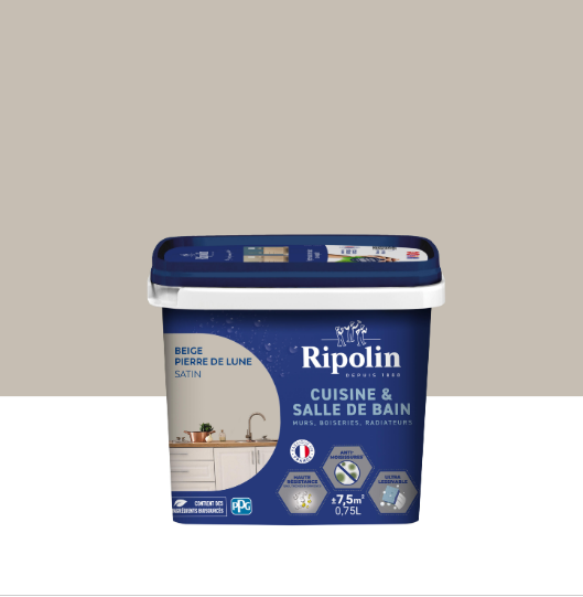 Peinture mur beige pierre de lune satin RIPOLIN Cuisine et bain 0.75L