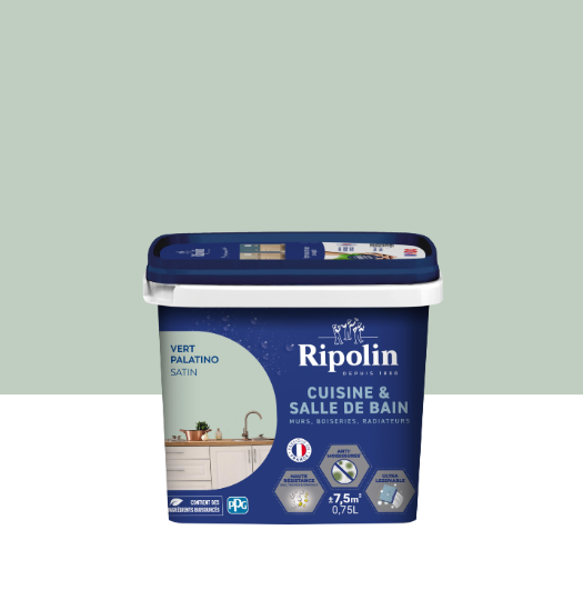 Peinture mur vert palatino satin RIPOLIN Cuisine et bain 0.75L