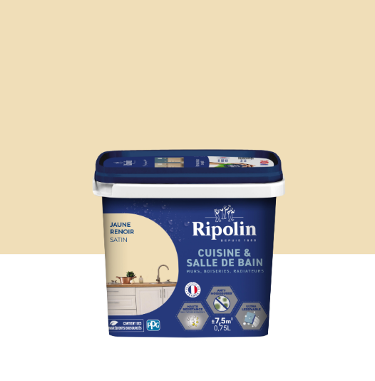 Peinture mur jaune renoir satin RIPOLIN Cuisine et bain 0.75L