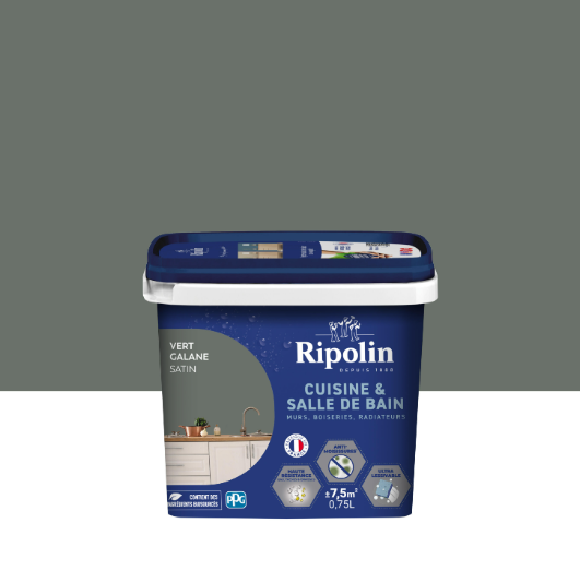 Peinture mur vert galane satin RIPOLIN Cuisine et bain 0.75L
