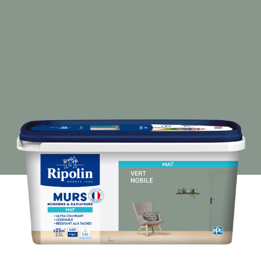 Peinture mur vert nobile mat RIPOLIN Intérieur 2.5L