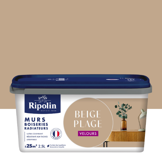 Peinture mur beige plage velours RIPOLIN Intérieur 2.5L