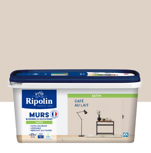 Peinture mur, boiserie, radiateur café au lait satiné RIPOLIN Intérieur 2.5l