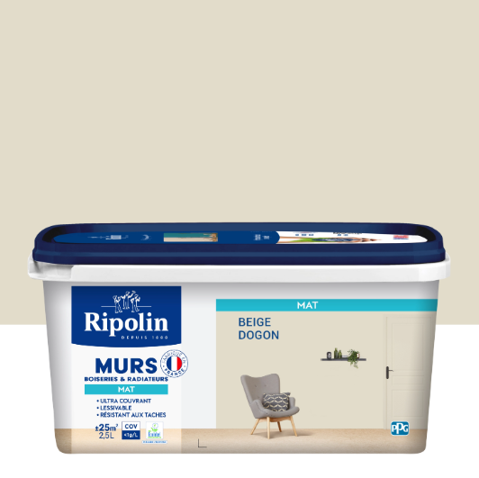 Peinture mur beige dogon mat RIPOLIN Intérieur 2.5L