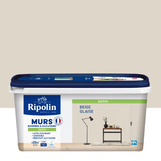 Peinture mur, boiserie, radiateur beige glaise satiné RIPOLIN Intérieur 2.5l