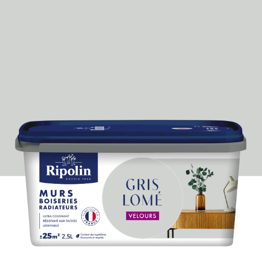 Peinture mur gris lome velours RIPOLIN Intérieur 2.5L