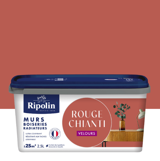 Peinture mur rouge chianti velours RIPOLIN Intérieur 2.5L