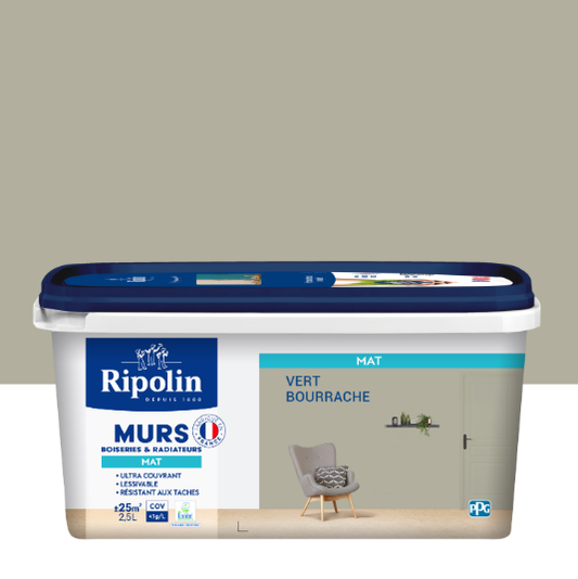 Peinture mur vert bourrache mat RIPOLIN Intérieur 2.5L