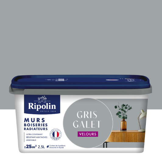 Peinture mur gris galet velours RIPOLIN Intérieur 2.5L