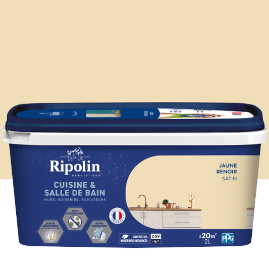 Peinture mur jaune renoir satin RIPOLIN Cuisine et bain 2L