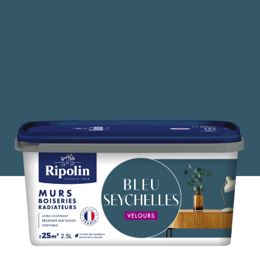 Peinture mur bleu seychelle velours RIPOLIN Intérieur 2.5L