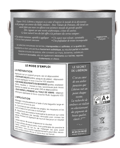 Testeur peinture mur, boiserie gris gravure LIBÉRON Velours de peinture® 0.125l