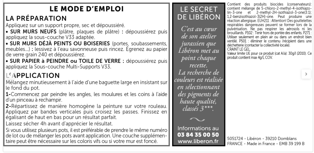 Peinture mur et plafond vert treillis velours LIBÉRON Velours de peinture® 0.5L