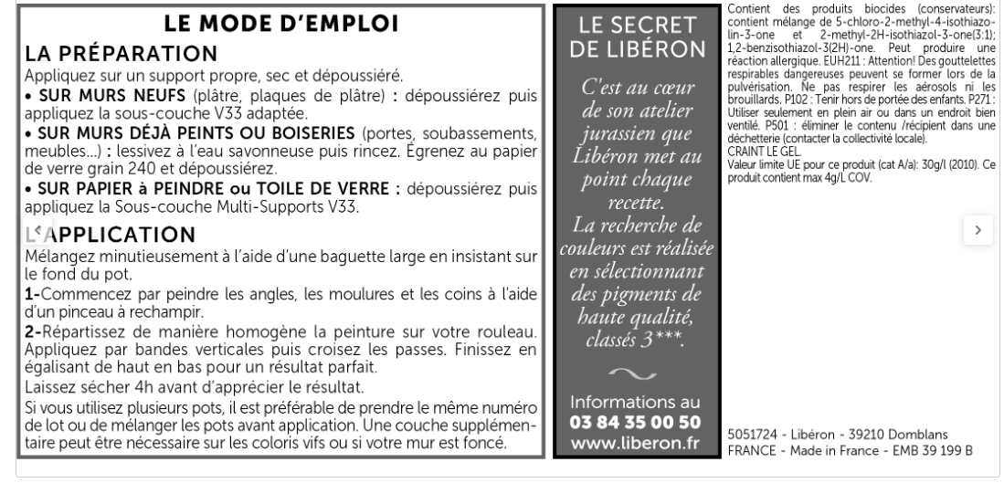 Peinture mur et plafond poudre de riz velours LIBÉRON Velours de peinture® 0.5L