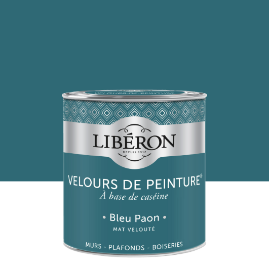 Peinture mur et plafond bleu paon velours LIBÉRON Velours de peinture® 0.5L