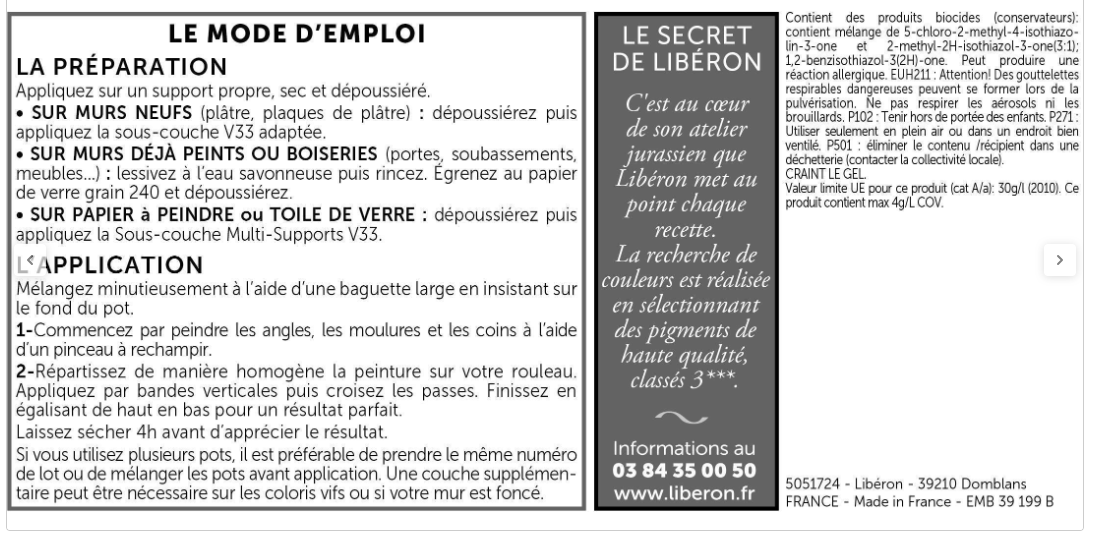 Peinture mur et plafond bleu de sèvres velours LIBÉRON Velours de peinture® 0.5l