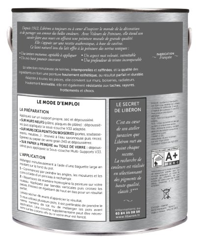 Peinture mur et plafond bleu de chauffe velours LIBÉRON Velours de peinture® 2.5