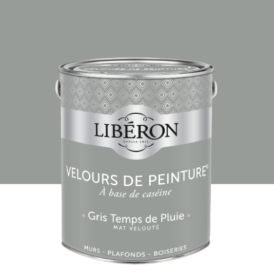 Peinture mur, boiserie gris temps de pluie LIBÉRON Velours de peinture® 2.5l