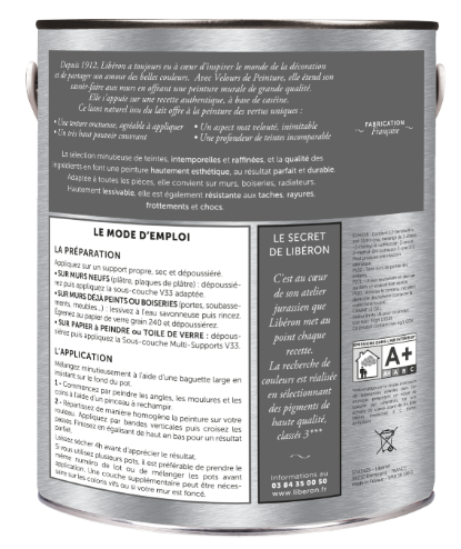 Peinture mur, boiserie gris temps de pluie LIBÉRON Velours de peinture® 2.5l