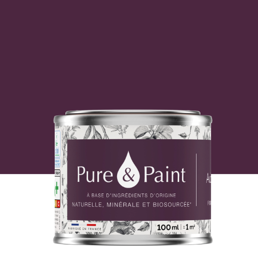 Peinture mur et plafond aubergine velours PURE & PAINT , 0.1L