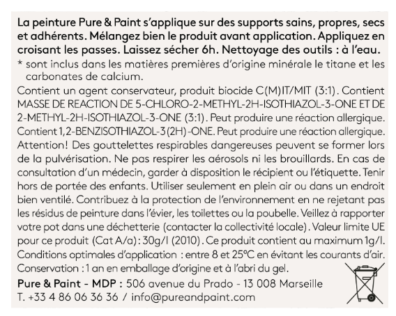 Peinture mur et plafond forêt velours PURE & PAINT , 0.1L