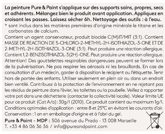 Peinture mur et plafond olivier velours PURE & PAINT , 0.1L