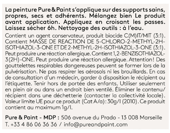 Peinture mur et plafond belle île velours PURE & PAINT , 0.1L