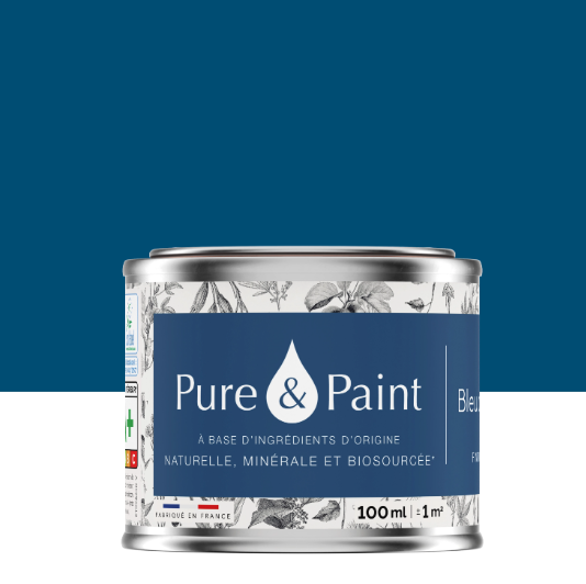 Peinture mur et plafond bleu de suède velours PURE & PAINT , 0.1L