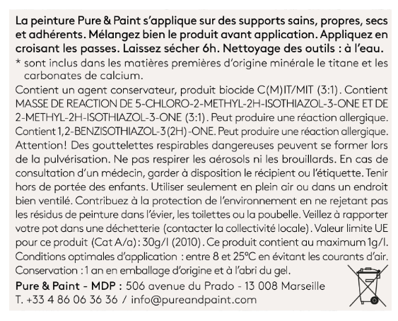Peinture mur et plafond ébène velours PURE & PAINT , 0.1L
