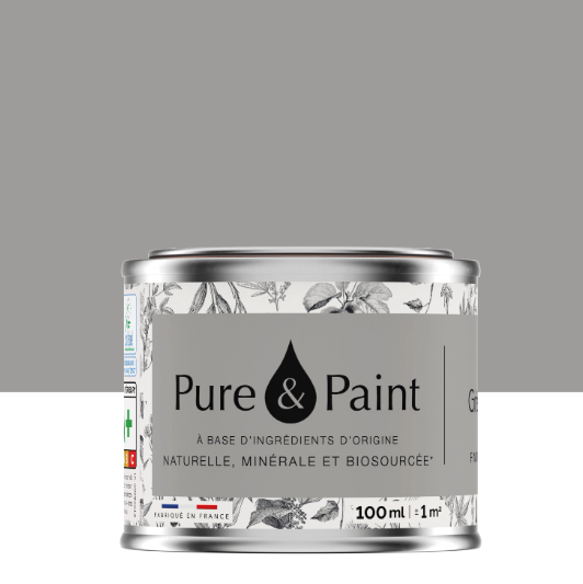 Peinture mur et plafond gris fumé velours PURE & PAINT , 0.1L