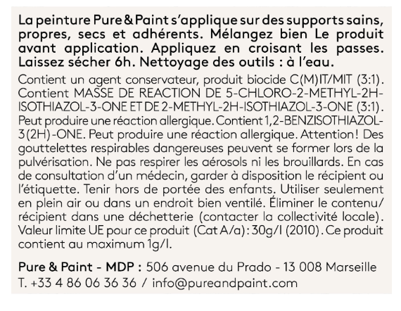 Peinture mur et plafond yucatan velours PURE & PAINT , 0.1L