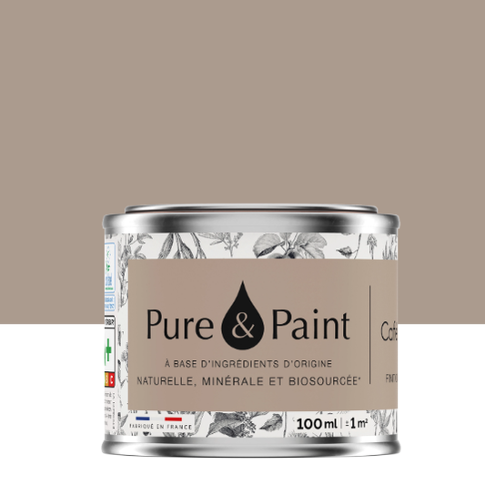 Peinture mur et plafond café latte velours PURE & PAINT , 0.1L