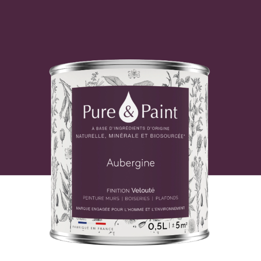 Peinture mur et plafond aubergine velours PURE & PAINT , 0.5L
