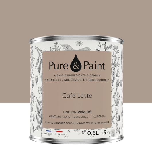 Peinture mur et plafond café latte velours PURE & PAINT , 0.5L