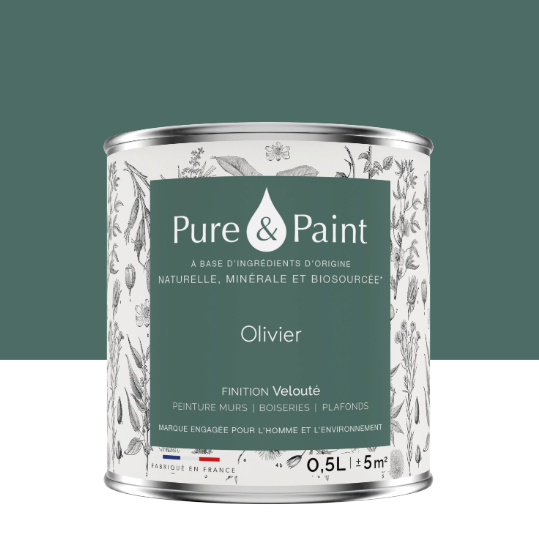 Peinture mur et plafond olivier velours PURE & PAINT , 0.5L
