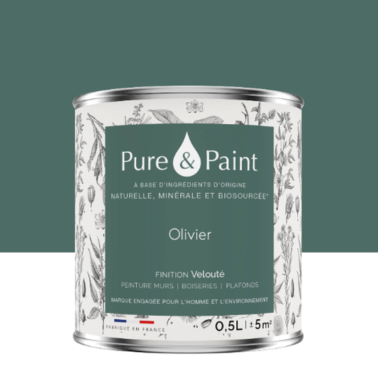 Peinture mur et plafond olivier velours PURE & PAINT , 0.5L