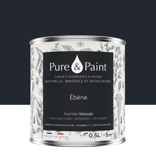 Peinture mur et plafond ébène velours PURE & PAINT , 0.5L