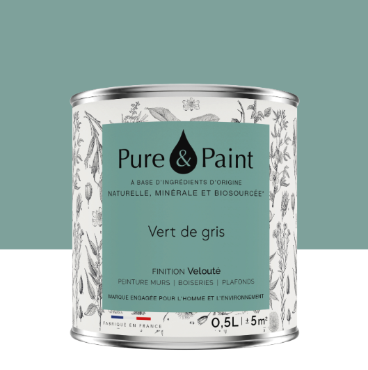 Peinture mur et plafond vert de gris velours PURE & PAINT , 0.5L